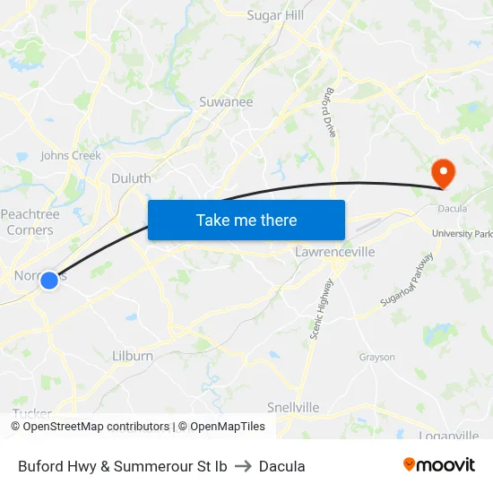 Buford Hwy & Summerour St Ib to Dacula map