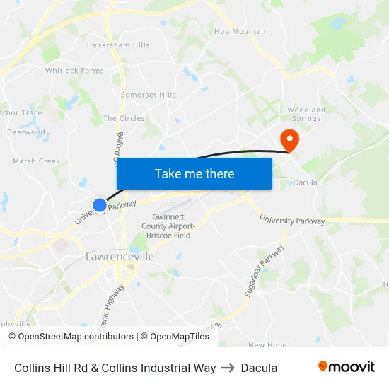 Collins Hill Rd & Collins Industrial Way to Dacula map