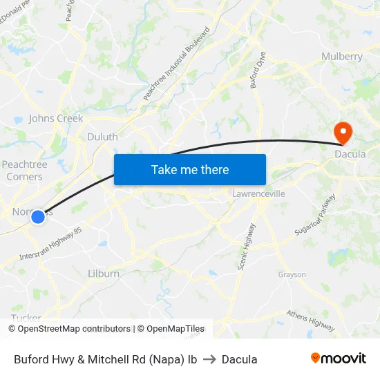 Buford Hwy & Mitchell Rd (Napa) Ib to Dacula map