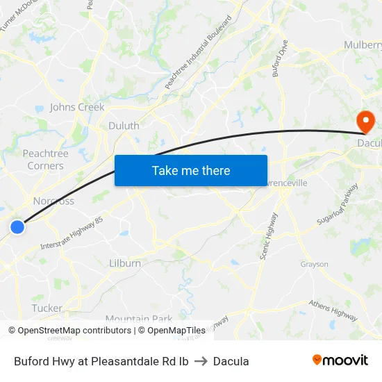 Buford Hwy at Pleasantdale Rd Ib to Dacula map