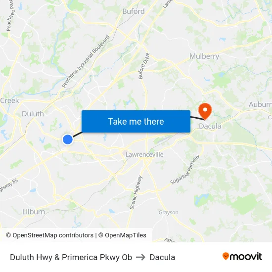 Duluth Hwy  & Primerica Pkwy Ob to Dacula map