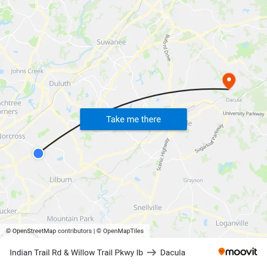 Indian Trail Rd & Willow Trail Pkwy Ib to Dacula map
