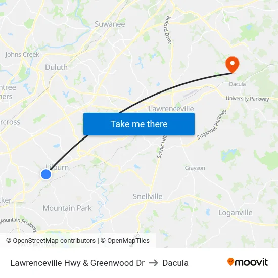 Lawrenceville Hwy & Greenwood Dr to Dacula map