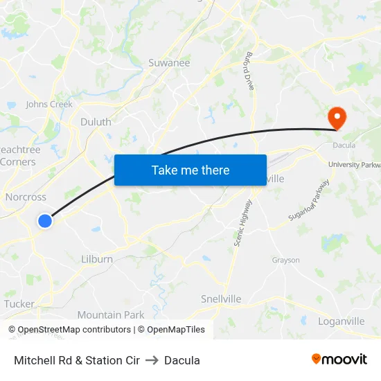 Mitchell Rd & Station Cir to Dacula map