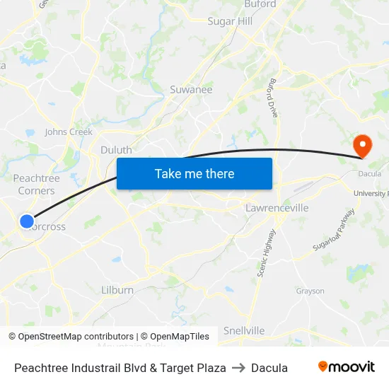 Peachtree Industrail Blvd & Target Plaza to Dacula map