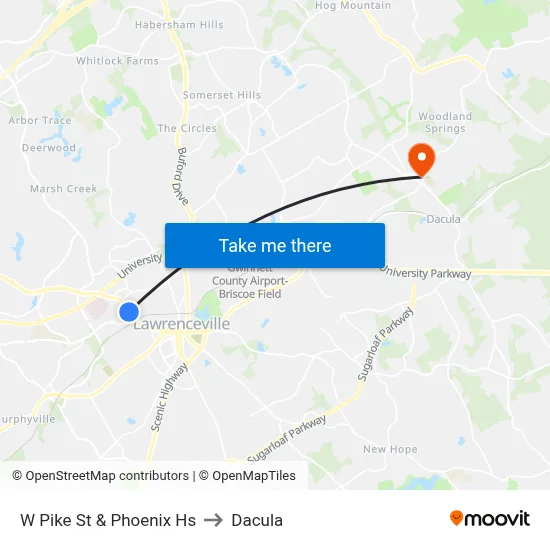 W Pike St & Phoenix Hs to Dacula map