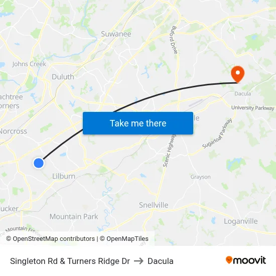 Singleton Rd & Turners Ridge Dr to Dacula map