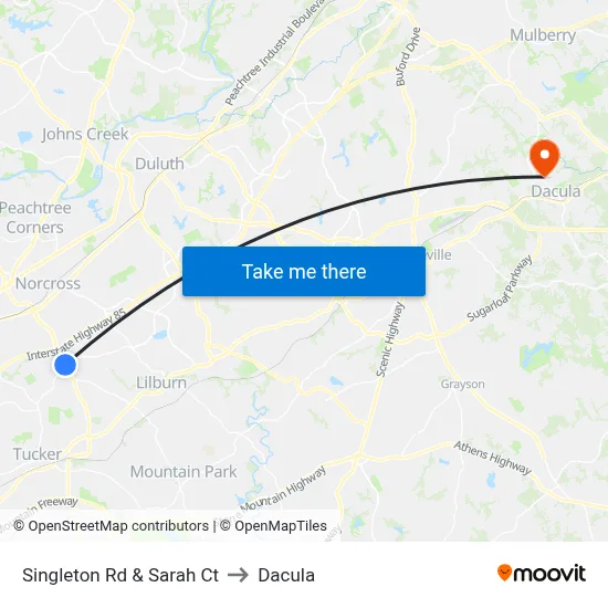 Singleton Rd & Sarah Ct to Dacula map
