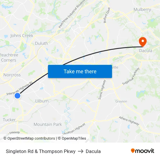 Singleton Rd & Thompson Pkwy to Dacula map