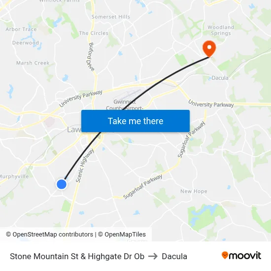Stone Mountain St & Highgate Dr Ob to Dacula map