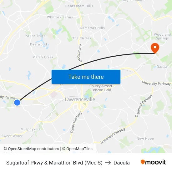 Sugarloaf Pkwy & Marathon Blvd (Mcd'S) to Dacula map
