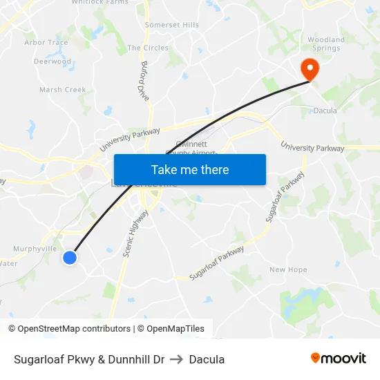 Sugarloaf Pkwy & Dunnhill Dr to Dacula map