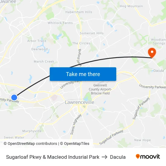 Sugarloaf Pkwy & Macleod Indusrial Park to Dacula map