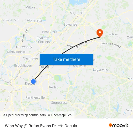 Winn Way @ Rufus Evans Dr to Dacula map