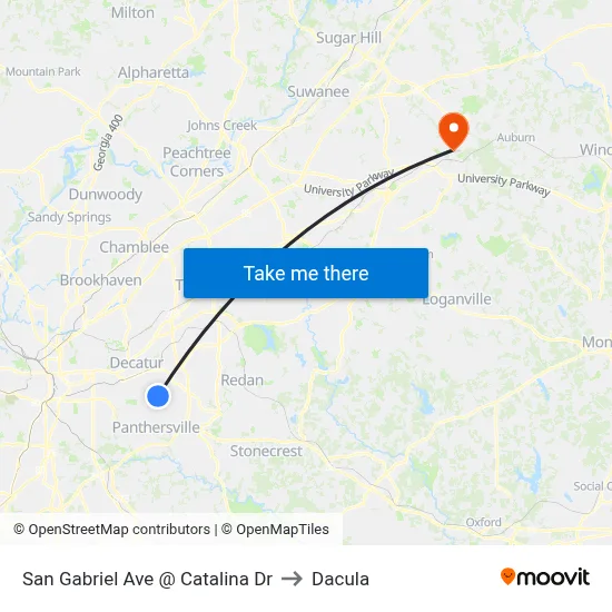 San Gabriel Ave @ Catalina Dr to Dacula map