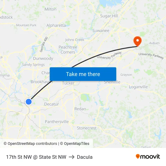 17th St NW @ State St NW to Dacula map