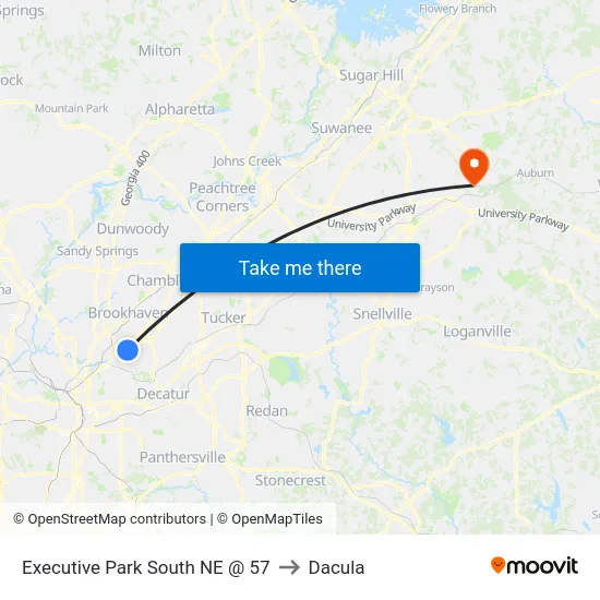 Executive Park South NE @ 57 to Dacula map