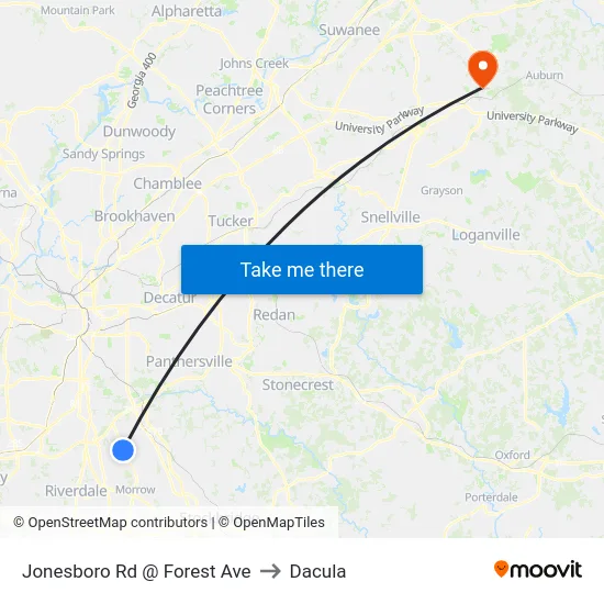 Jonesboro Rd @ Forest Ave to Dacula map