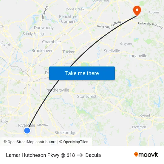 Lamar Hutcheson Pkwy @ 618 to Dacula map