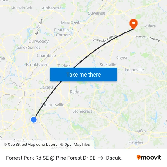 Forrest Park Rd SE @ Pine Forest Dr SE to Dacula map
