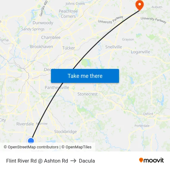 Flint River Rd @ Ashton Rd to Dacula map