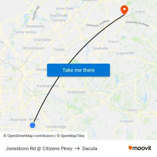Jonesboro Rd @ Citizens Pkwy to Dacula map