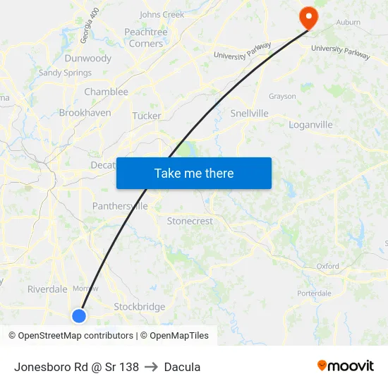 Jonesboro Rd @ Sr 138 to Dacula map