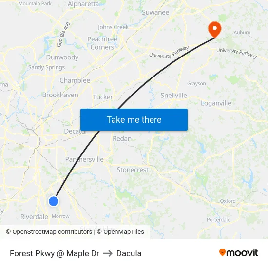 Forest Pkwy @ Maple Dr to Dacula map