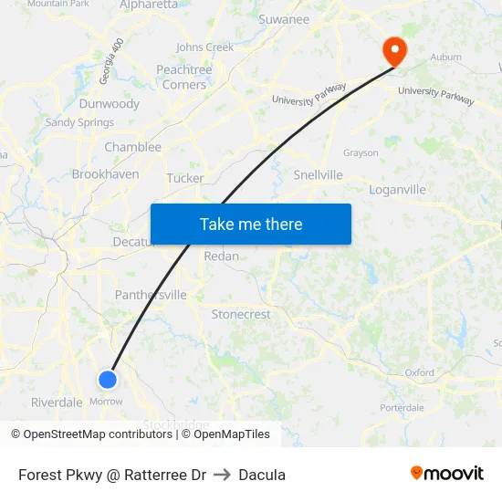Forest Pkwy @ Ratterree Dr to Dacula map