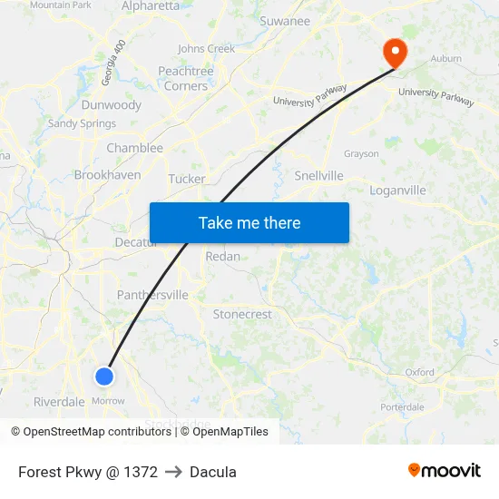 Forest Pkwy @ 1372 to Dacula map