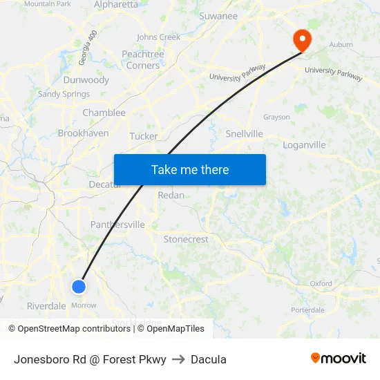 Jonesboro Rd @ Forest Pkwy to Dacula map