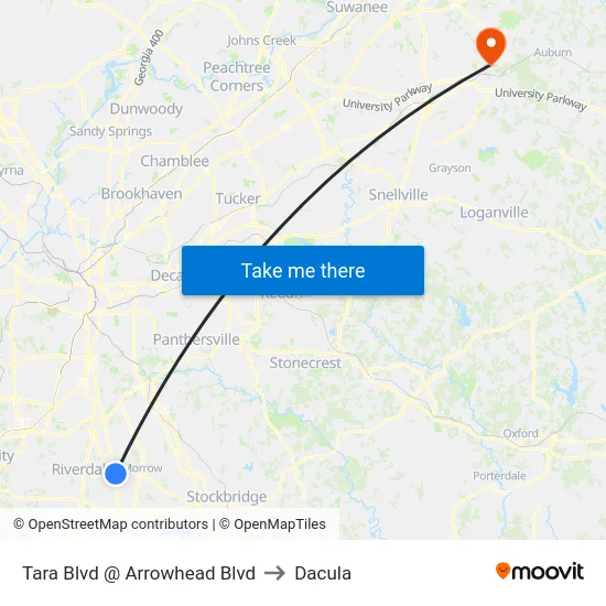 Tara Blvd @ Arrowhead Blvd to Dacula map