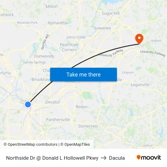 Northside Dr @ Donald L Hollowell Pkwy to Dacula map