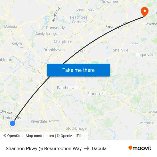 Shannon Pkwy @ Resurrection Way to Dacula map