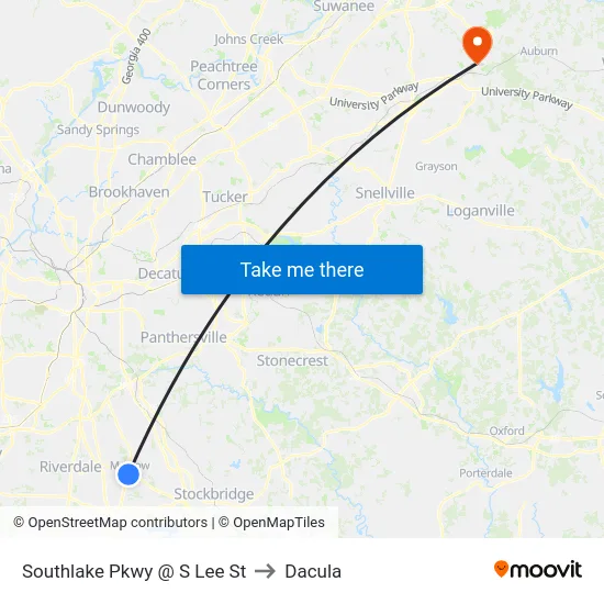 Southlake Pkwy @ S Lee St to Dacula map