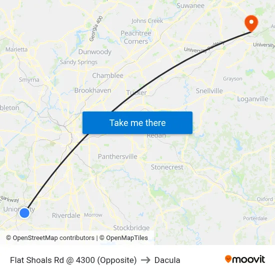 Flat Shoals Rd @ 4300 (Opposite) to Dacula map
