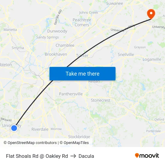 Flat Shoals Rd @ Oakley Rd to Dacula map
