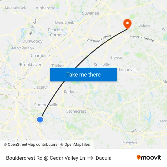 Bouldercrest Rd @ Cedar Valley Ln to Dacula map