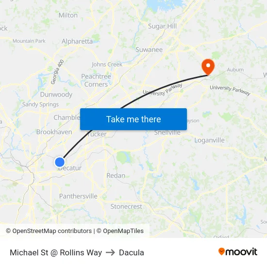 Michael St @ Rollins Way to Dacula map