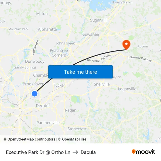 Executive Park Dr @ Ortho Ln to Dacula map