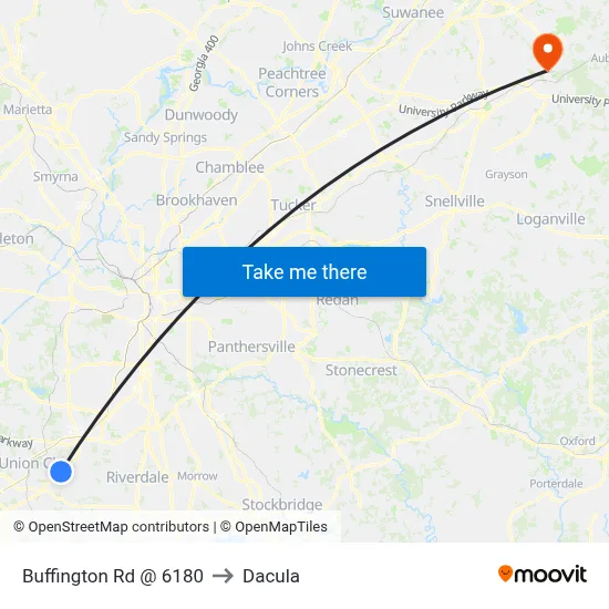 Buffington Rd @ 6180 to Dacula map