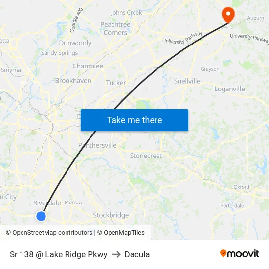 Sr 138 @ Lake Ridge Pkwy to Dacula map