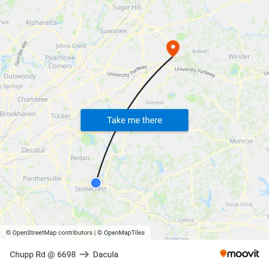Chupp Rd @ 6698 to Dacula map