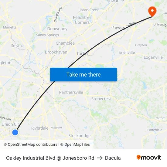 Oakley Industrial Blvd @ Jonesboro Rd to Dacula map