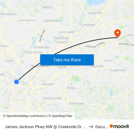 James Jackson Pkwy NW @ Creekside Dr NW to Dacula map