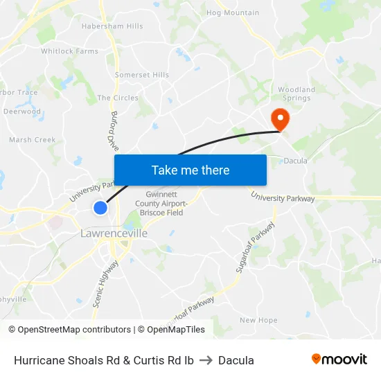 Hurricane Shoals Rd & Curtis Rd Ib to Dacula map