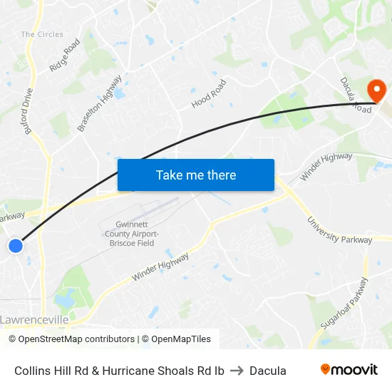 Collins Hill Rd & Hurricane Shoals Rd Ib to Dacula map