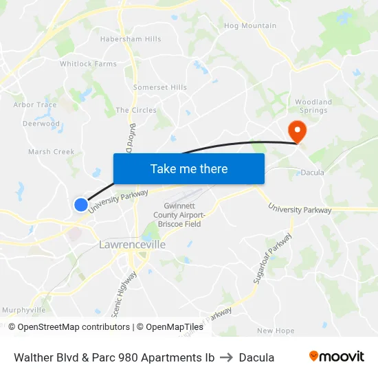 Walther Blvd & Parc 980 Apartments Ib to Dacula map