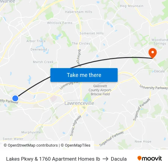 Lakes Pkwy & 1760 Apartment Homes Ib to Dacula map