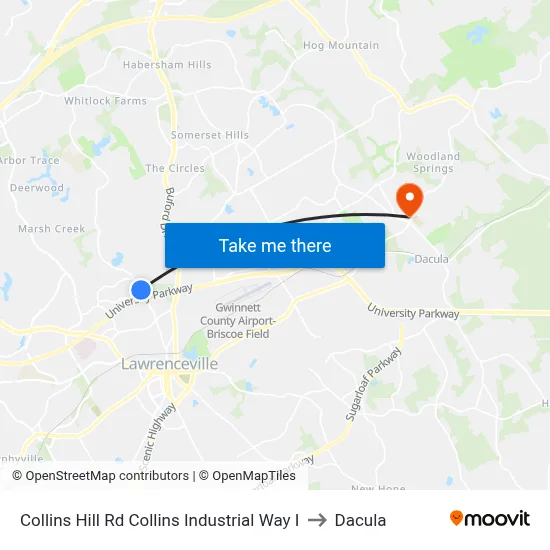 Collins Hill Rd Collins Industrial Way I to Dacula map